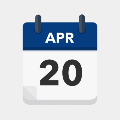 Calendar icon showing 20th April