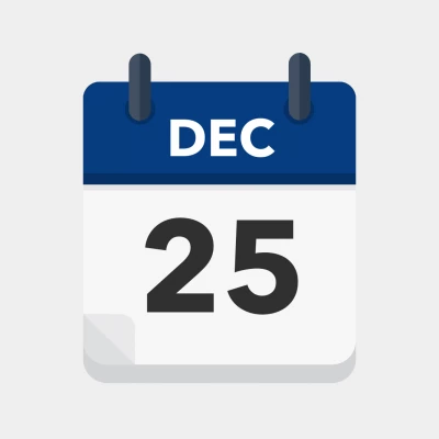 Calendar icon showing 25th December